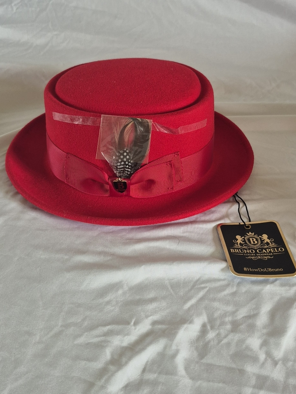 Bruno Capelo Pork Pie Collection Red Wool Hat - NWT